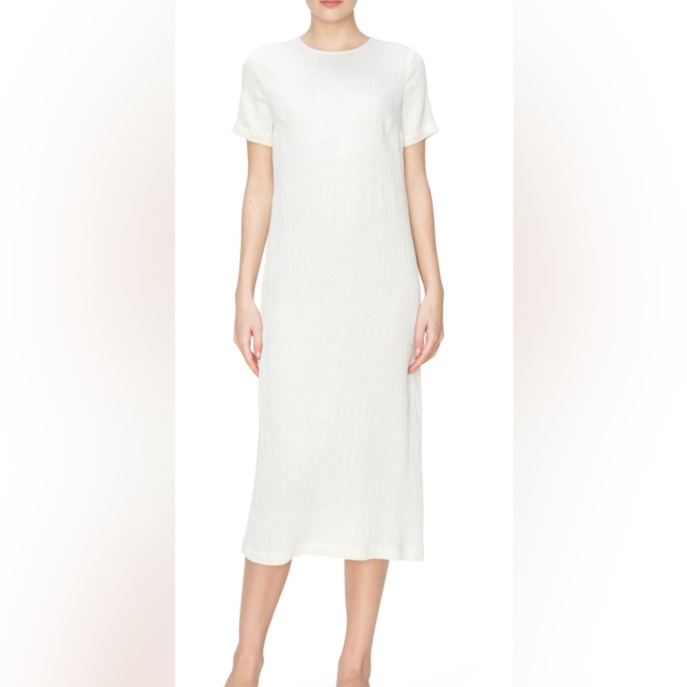 Melloday White Midi Dress Textured Short Sleeve Minimalist XL NWT Nordstrom